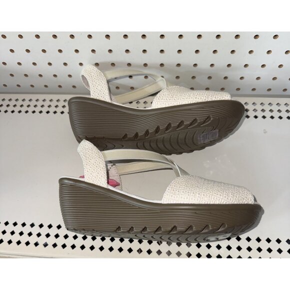 Skechers Parallel Jellyroll Womens Wedge Sandals Slides Size 8 Cream Memory Foam - Picture 5 of 9